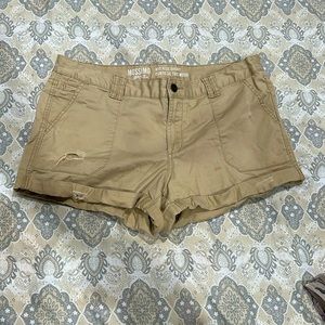 Mid rise light brown distress women’s shorts - size 10